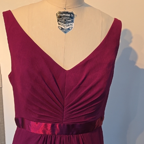 David's Bridal Red V-Neck Sleeveless Gown for Weddings - Picture 5 of 5